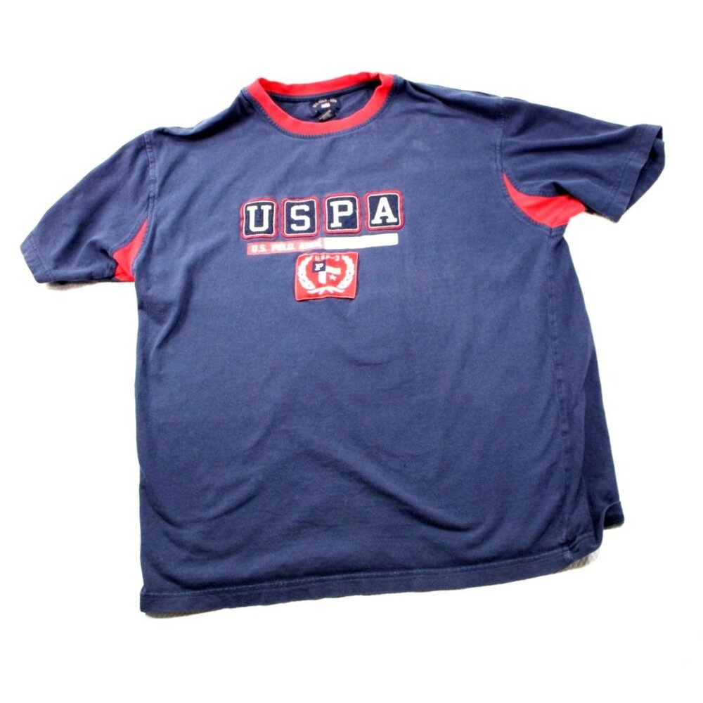 U.S. Polo Assn. Mens Navy Blue Graphic T-Shirt Large 100% Cotton Short Sleeve Ca